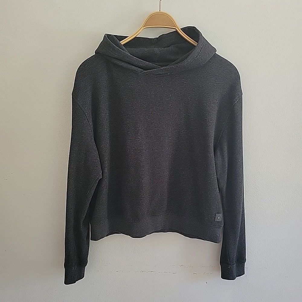 Linksoul Tempus Fugit‎ Popover Hoodie Medium Black Athleisure Casual Minimalist